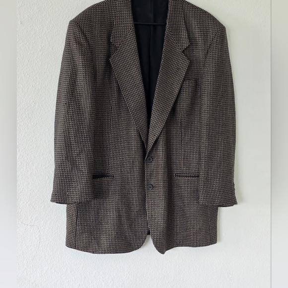 Nino Cerruti Sport Coat Jacket Mens Brown Black 2Buttons Long Sleeve Has holes - Picture 5 of 14